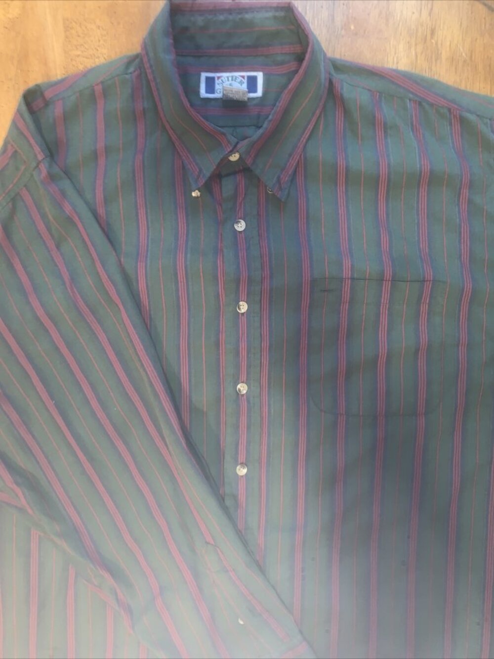 Vintage Men's Sutter & Grant 2X Green Stripped Button Down Long Sleeve Shirt